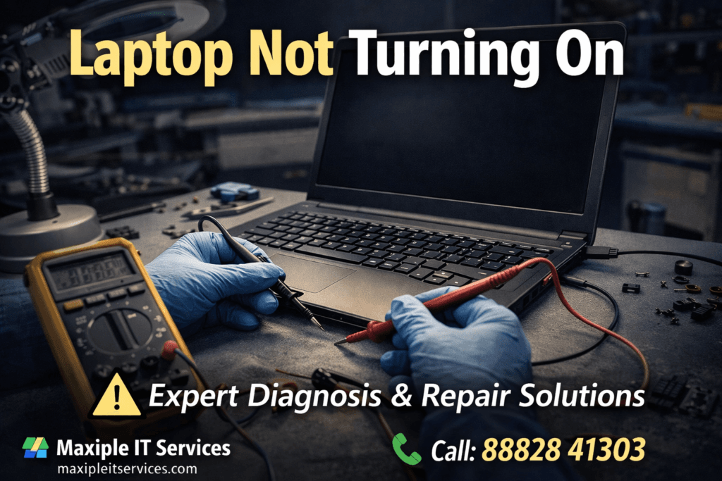 Laptop not turning on repair with expert diagnosis by Maxiple IT Services