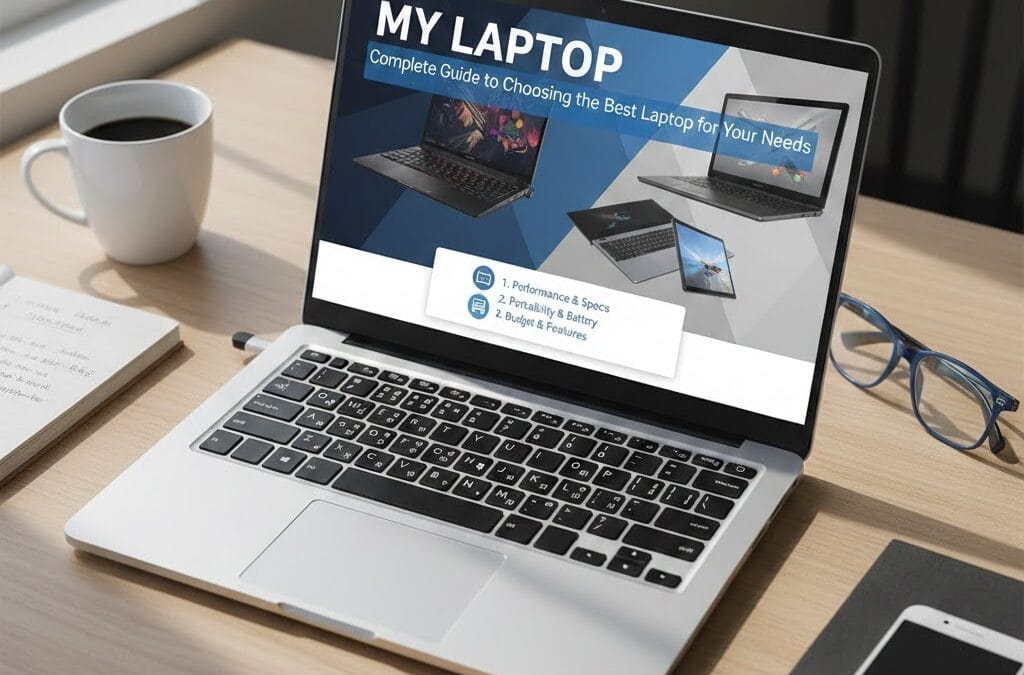 My laptop complete guide displayed on laptop screen showing performance specs and buying tips