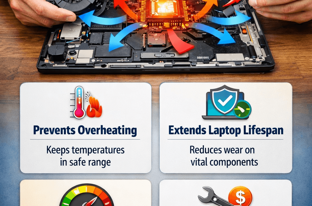 How proper laptop Laptop Cooling Maintenance cooling prevents overheating, improves performance, and reduces costly laptop repairs