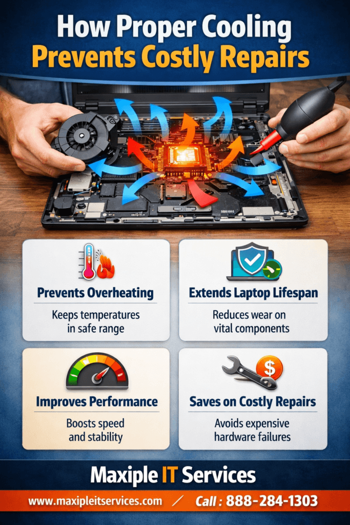 How proper laptop Laptop Cooling Maintenance cooling prevents overheating, improves performance, and reduces costly laptop repairs