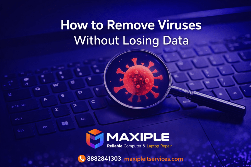 How to remove viruses without losing data laptop virus removal service by Maxiple Technology Delhi NCR