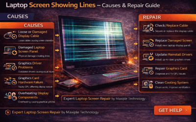 Laptop Screen Showing Lines